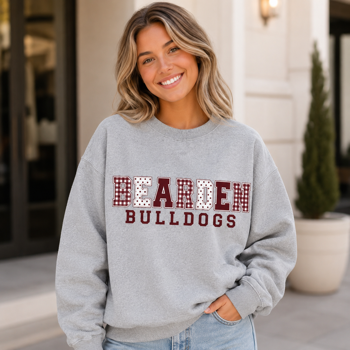 Bearden Bulldogs Patchwork Crewneck Sweatshirt