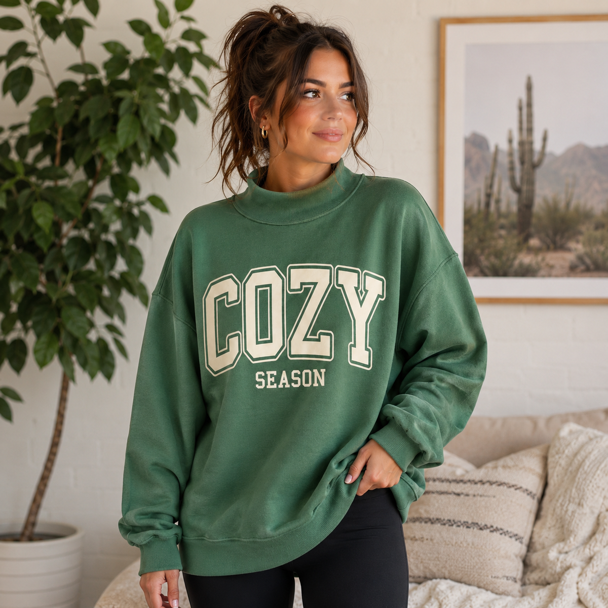 *PRE-ORDER* | Cozy Season Women’s Relaxed Mock Neck Sweatshirt