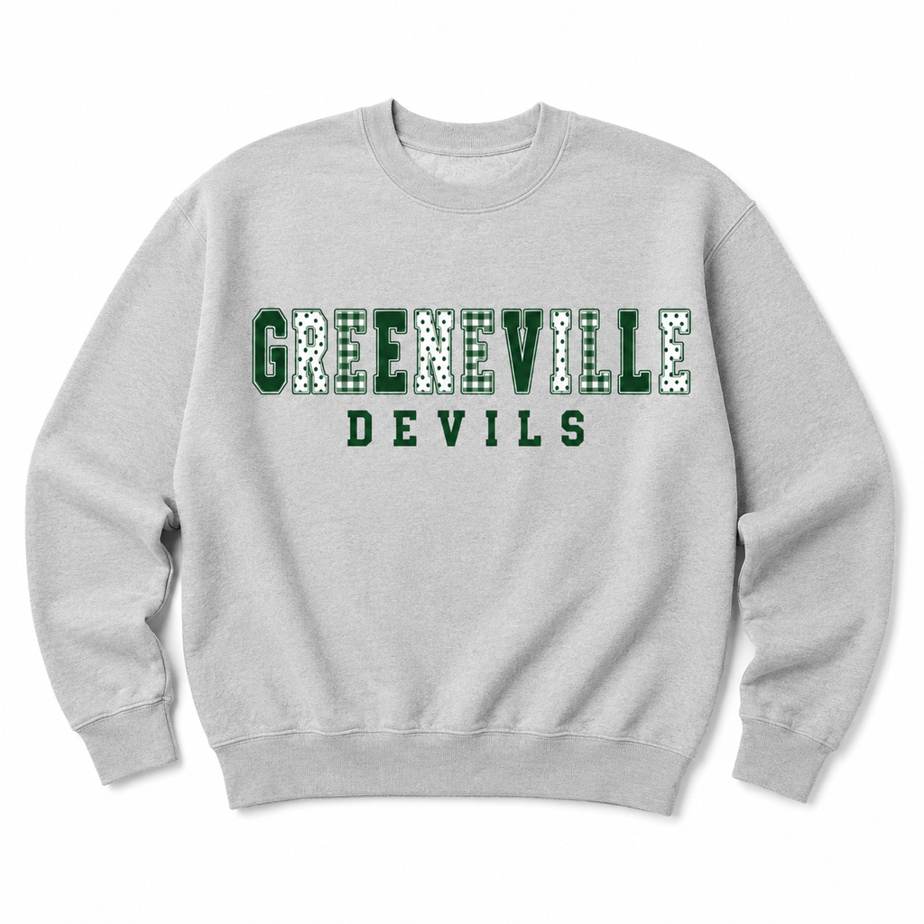 Greeneville Devils Gingham & Polka Dot Crewneck Sweatshirt