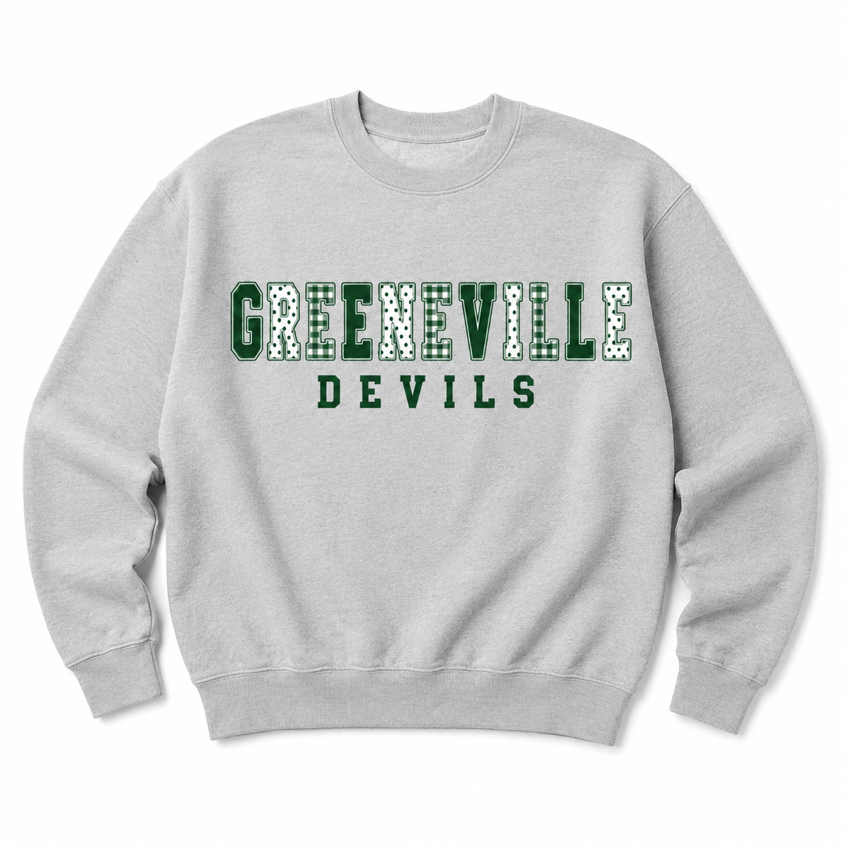 Greeneville Devils Gingham & Polka Dot Crewneck Sweatshirt