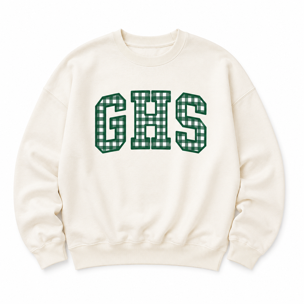 GHS Green Gingham Women’s Oversized Cream Crewneck Sweatshirt
