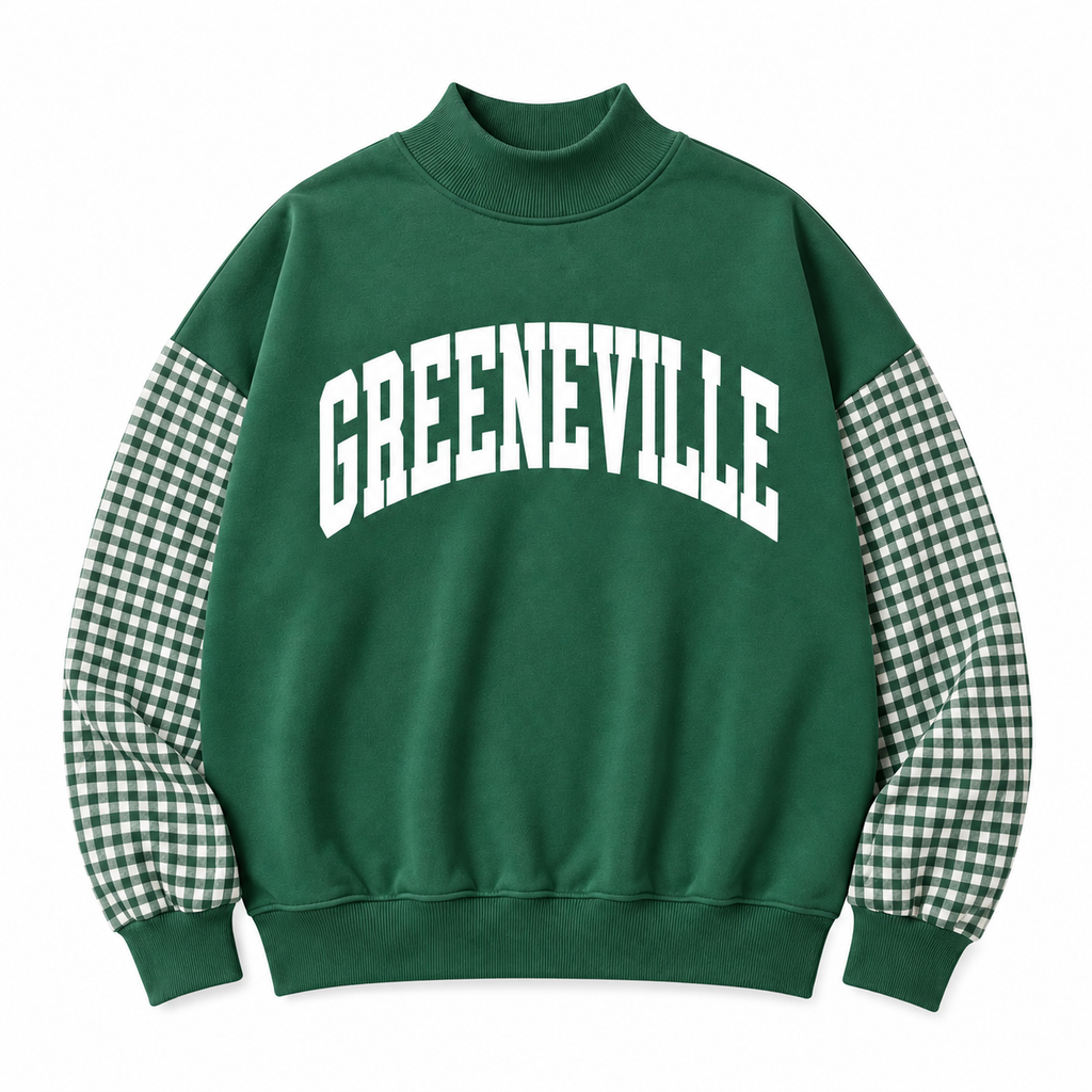 Greeneville Gingham Mock Neck Sweatshirt
