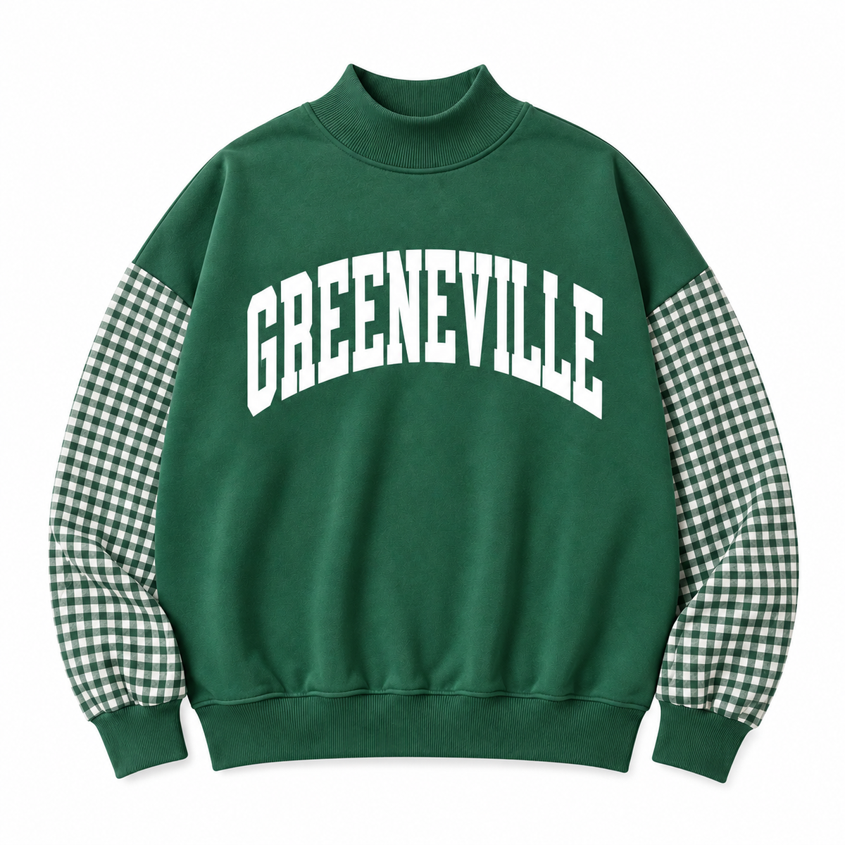 Greeneville Gingham Mock Neck Sweatshirt