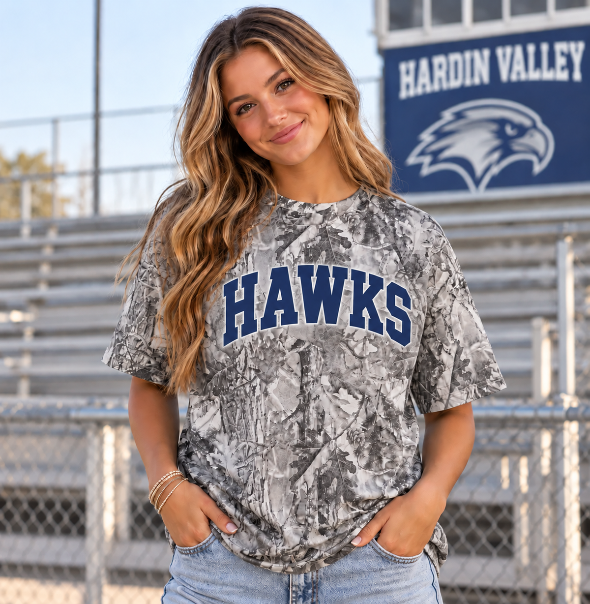 Hardin Valley Hawks Vintage Camo Oversized Tee
