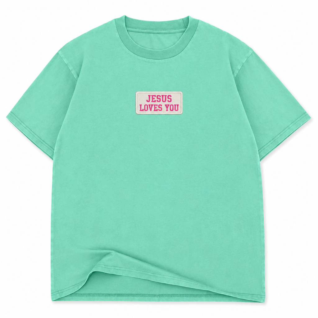 Jesus Loves You Patch Graphic Oversized Tee