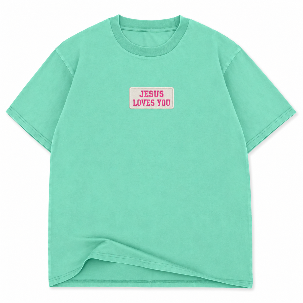 Jesus Loves You Patch Graphic Oversized Tee