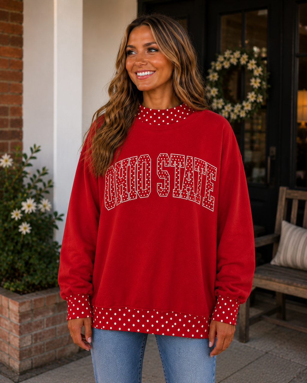 *PRE-ORDER* | Ohio State Polka Dot Layered Sweatshirt