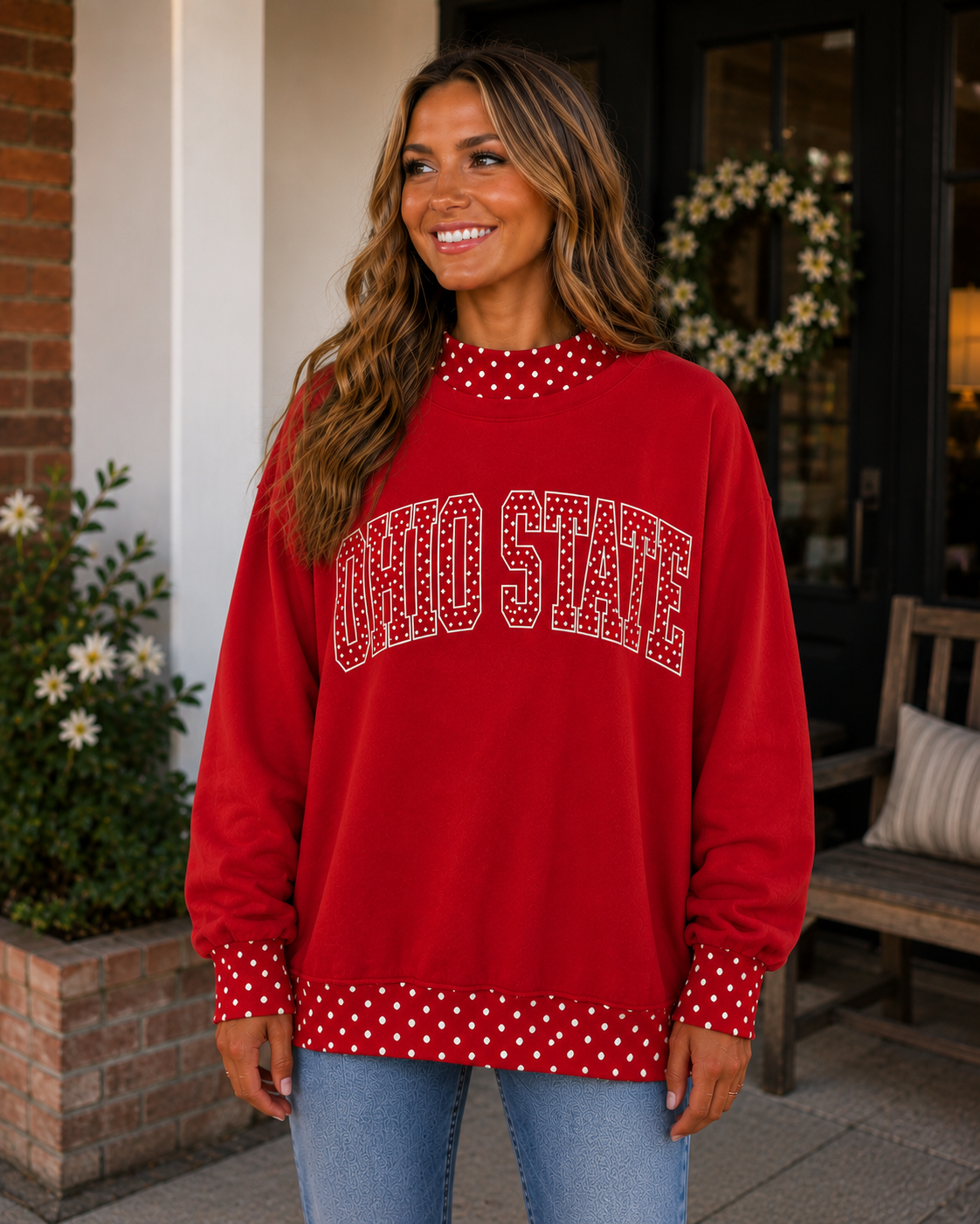 *PRE-ORDER* | Ohio State Polka Dot Layered Sweatshirt