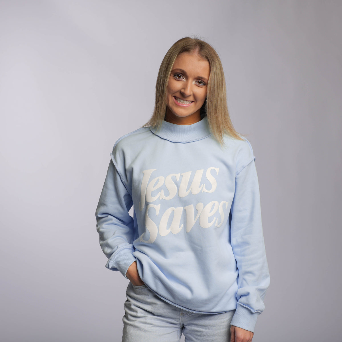 Jesus Saves Mock Neck Sweatshirt