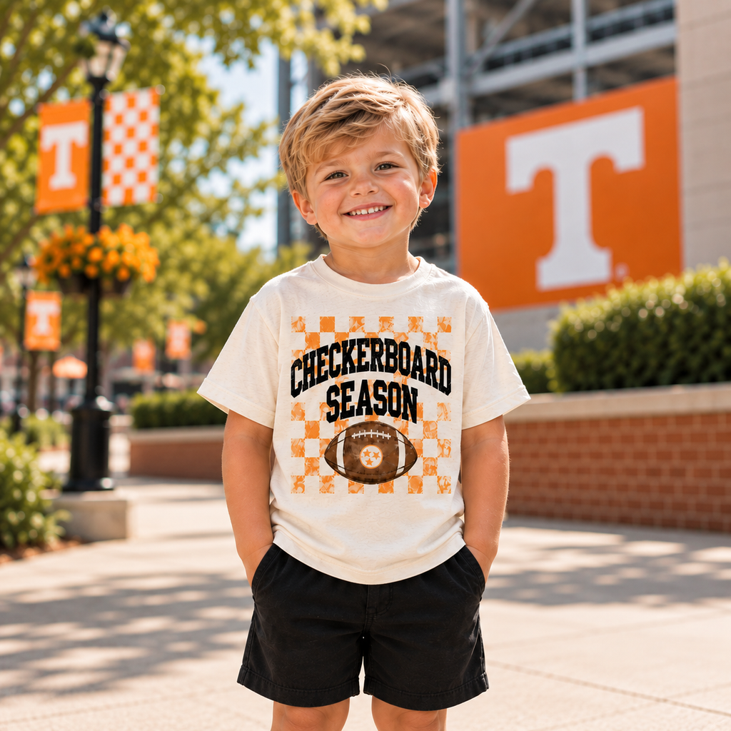 Toddler Checkerboard Season Football Tee
