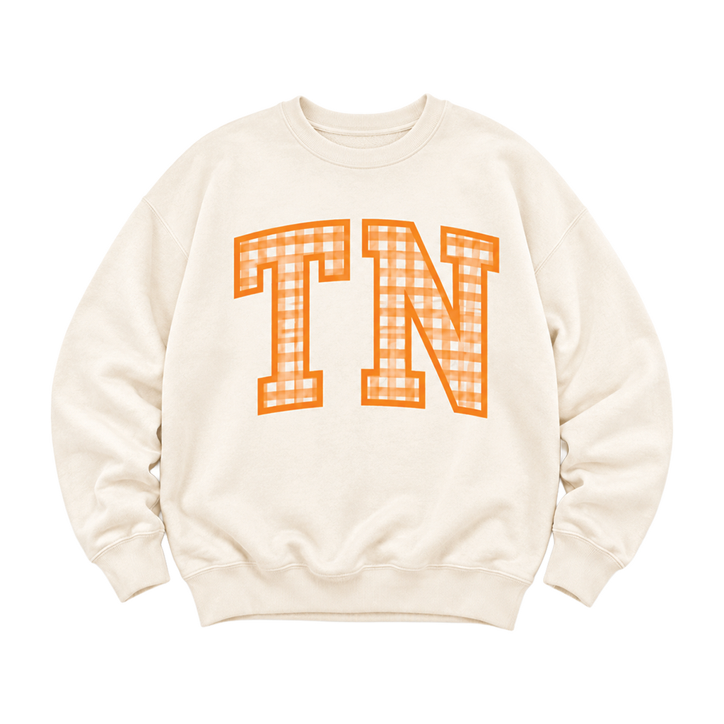 TN Gingham Oversized Crewneck Sweatshirt