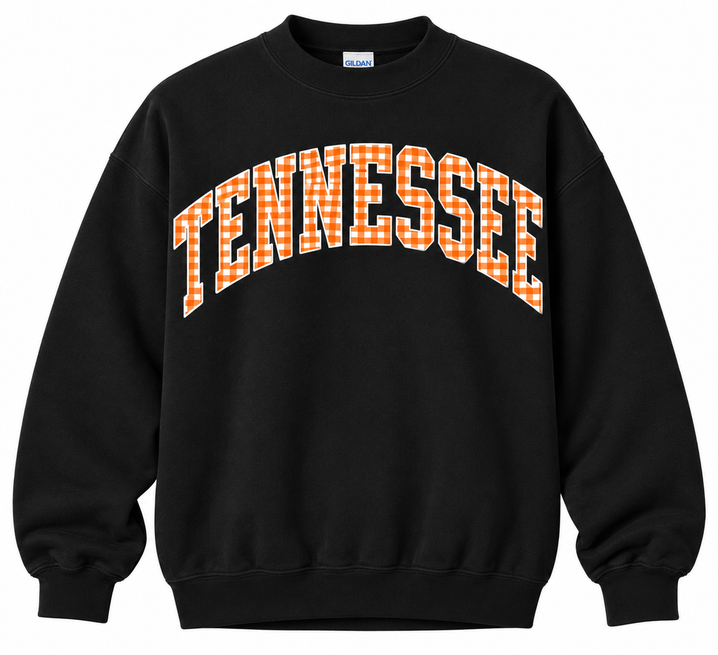 Tennessee Gingham Game Day Crewneck Sweatshirt