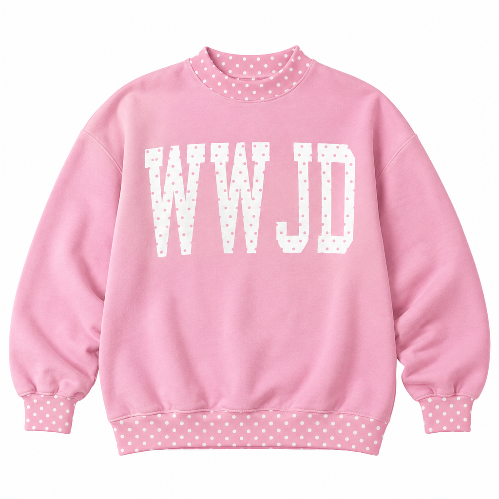 *PRE-ORDER* | WWJD Pink Polka Dot Sweatshirt