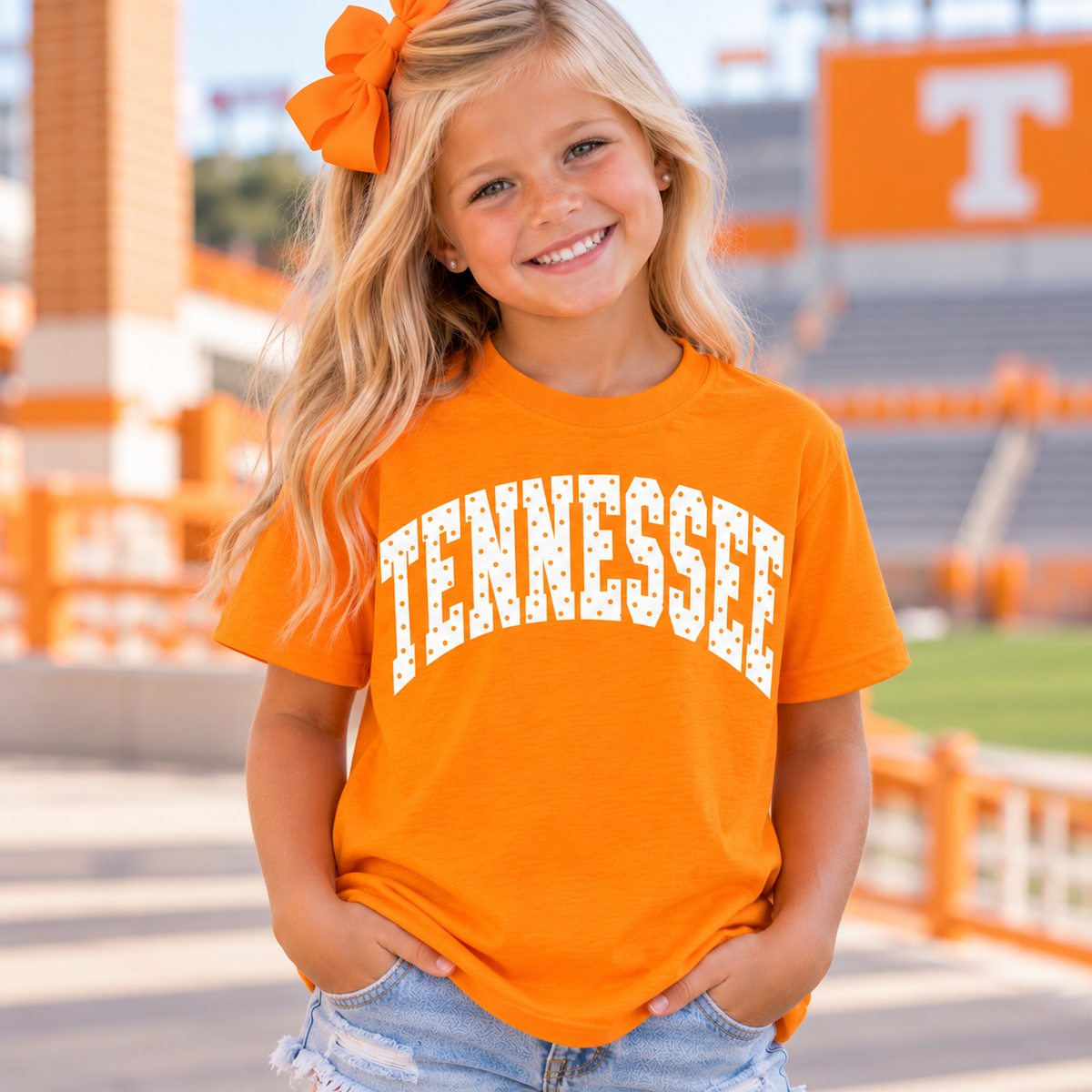 Youth Tennessee Polka Dot Game Day Tee