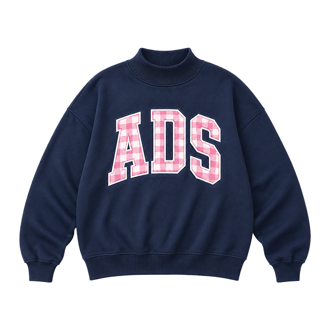 ADS Gingham Varsity Mockneck Sweatshirt