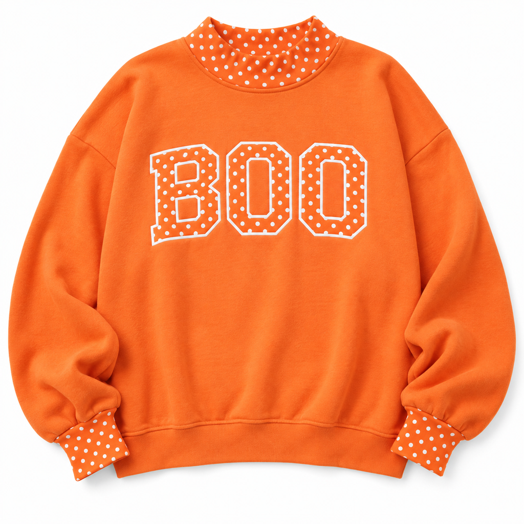 Boo Polka Dot Mock Neck Sweatshirt