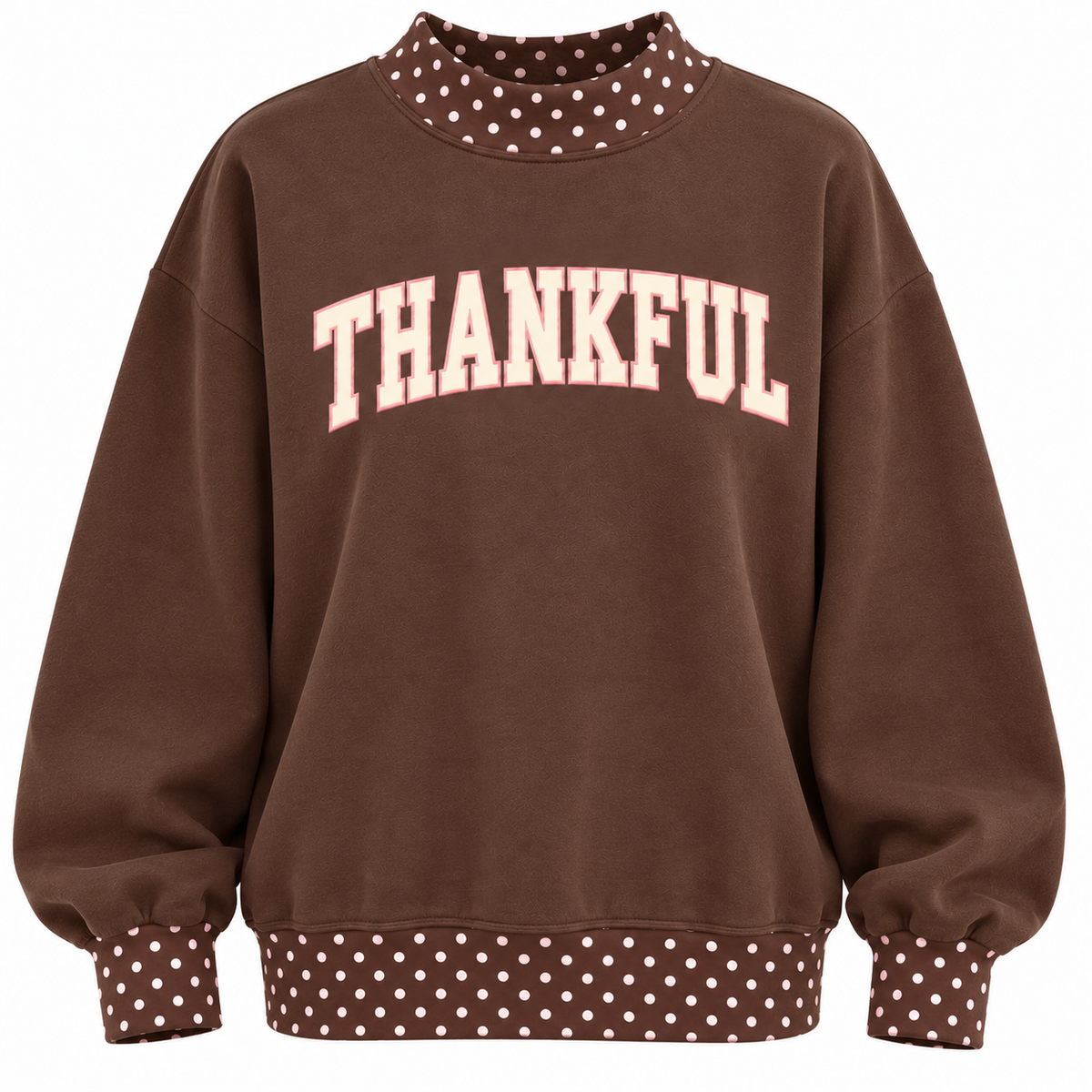 Thankful Polka Dot Mock Neck Sweatshirt