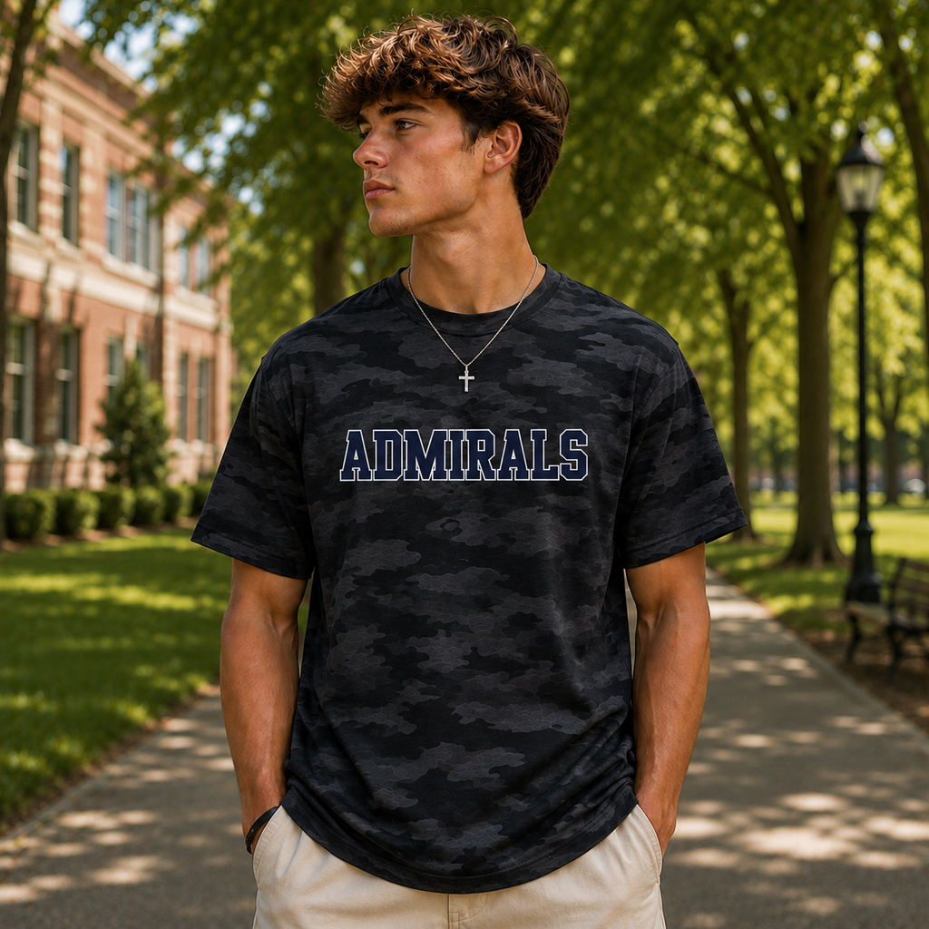 Admirals Black Camo Varsity Tee