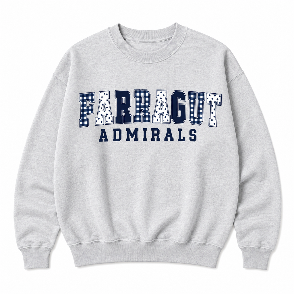 Farragut Admirals Gingham & Polka Dot Crewneck Sweatshirt