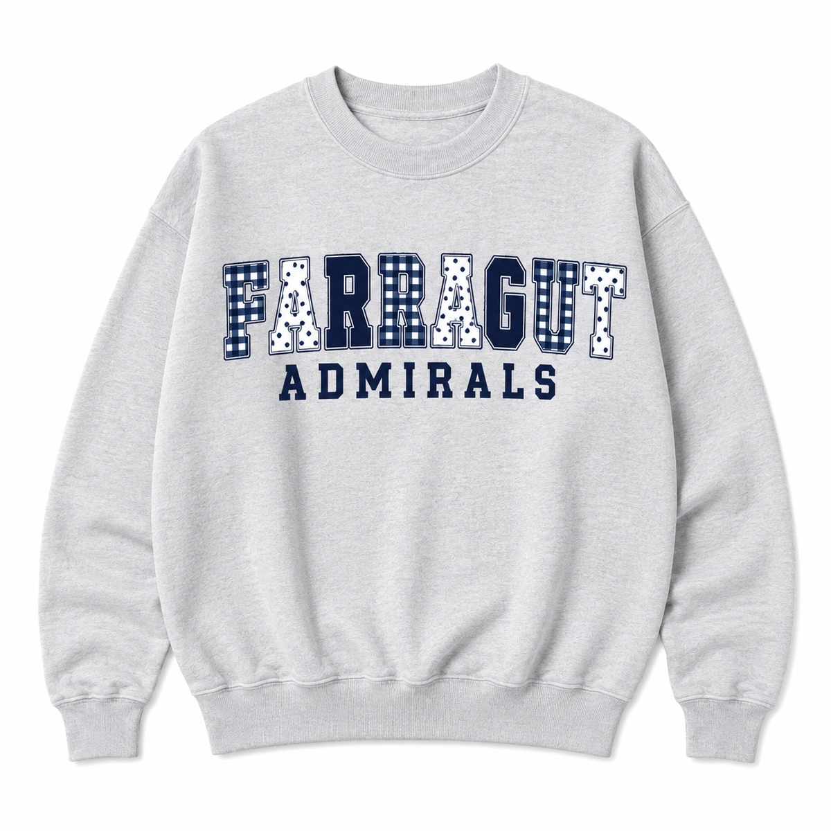 Farragut Admirals Gingham & Polka Dot Crewneck Sweatshirt