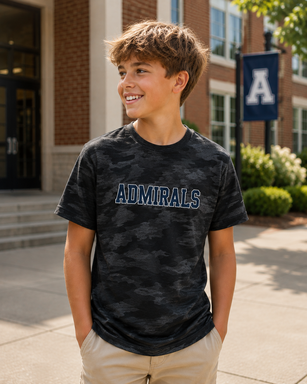 Youth Admirals Black Camo Varsity Tee