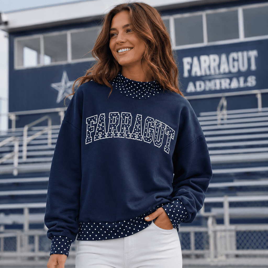 *PRE-ORDER* | Farragut Polka Dot Mockneck Sweatshirt