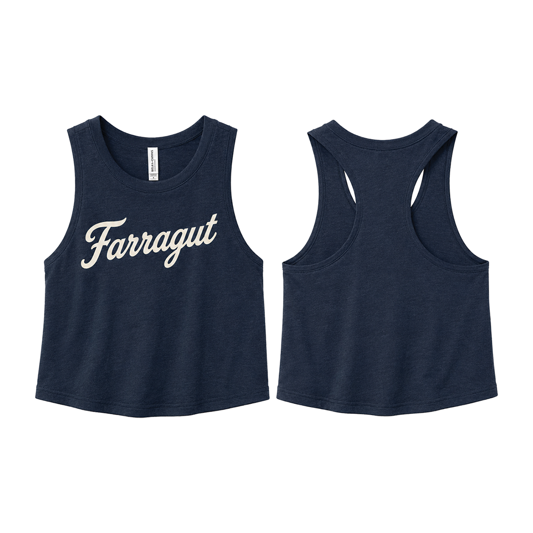 Farragut Script Racerback Cropped Tank