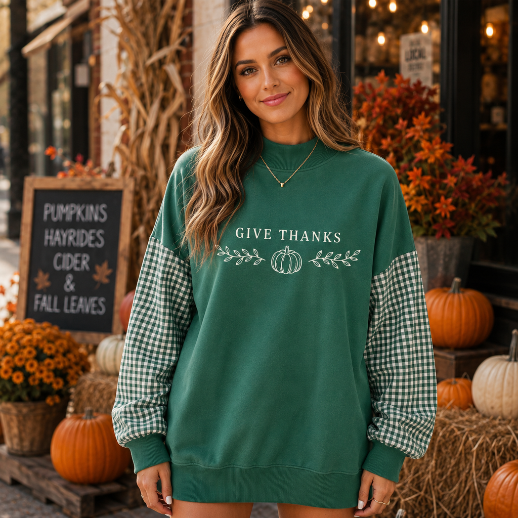*PRE-ORDER* | Give Thanks Gingham Sweatshirt