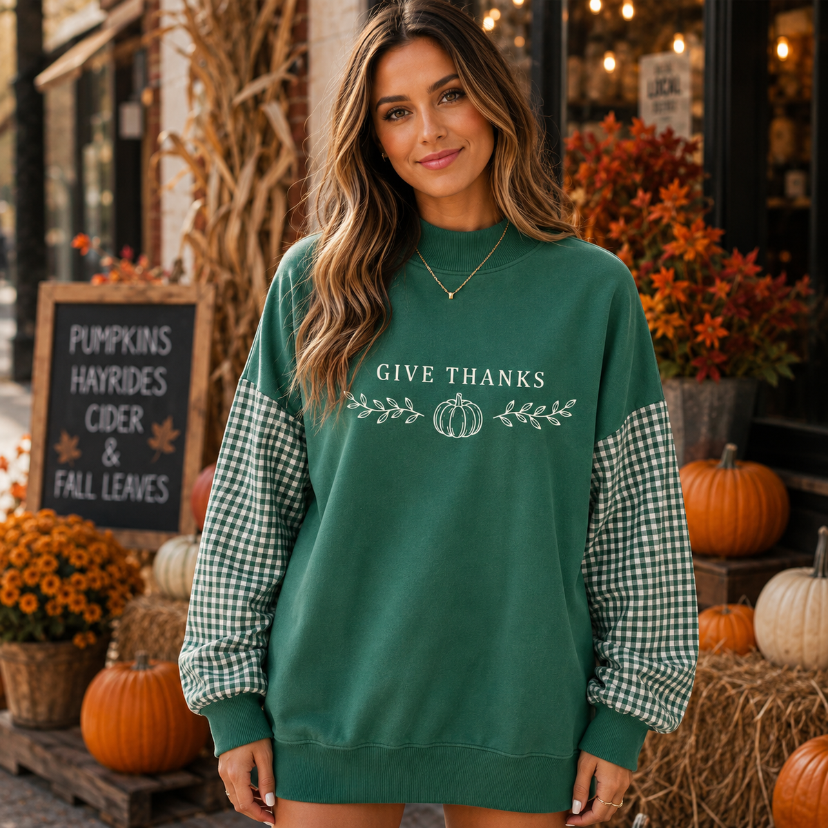 *PRE-ORDER* | Give Thanks Gingham Sweatshirt