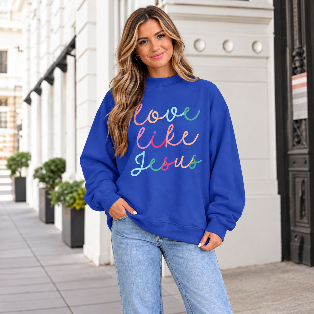 *PRE- ORDER* | Love Like Jesus Colorful Script Sweatshirt