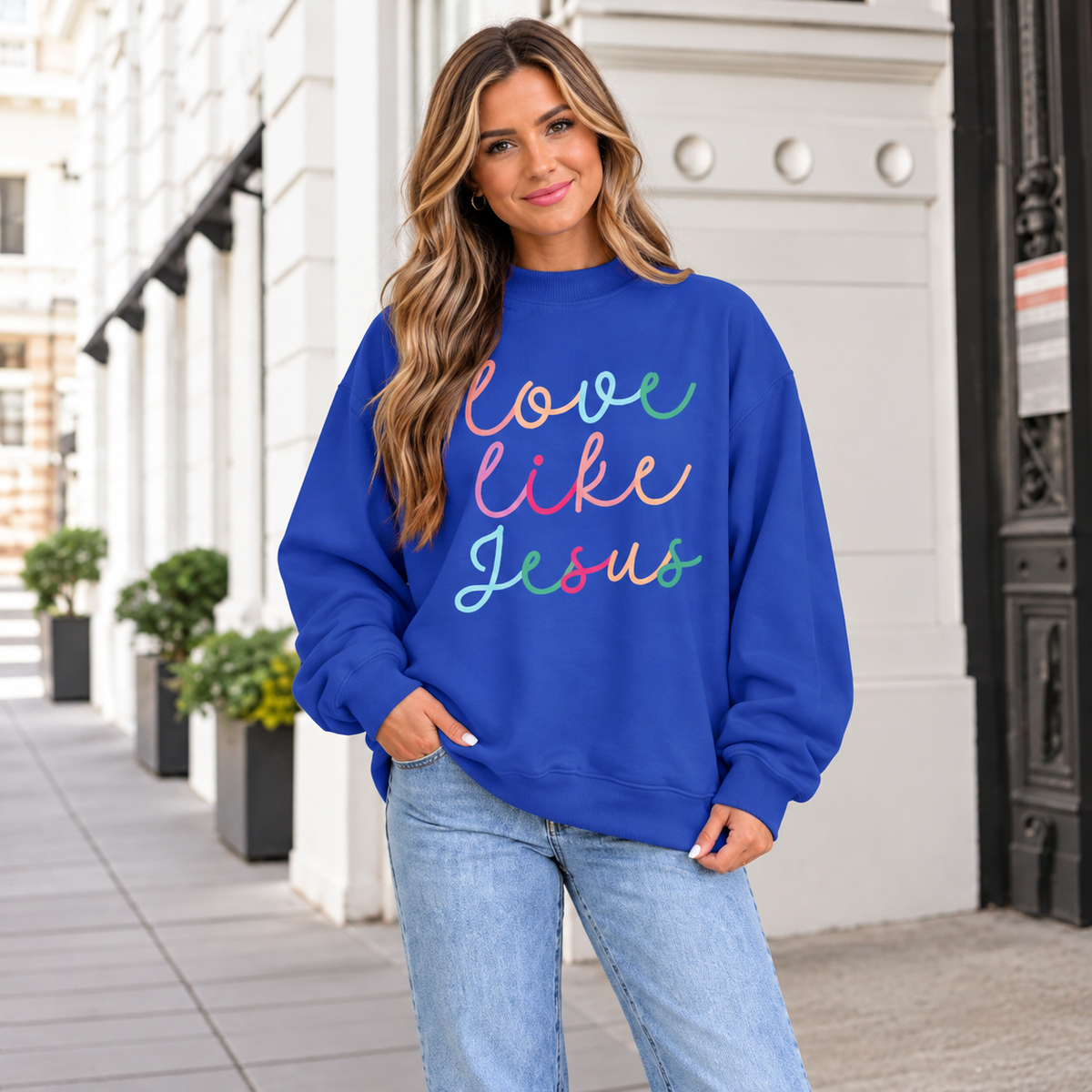 *PRE- ORDER* | Love Like Jesus Colorful Script Sweatshirt