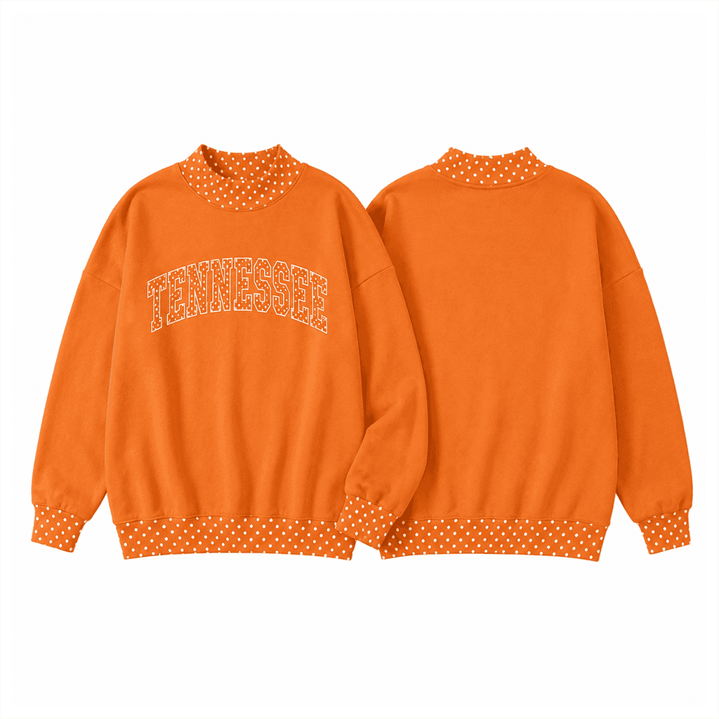 Orange Tennessee polka dot mock neck sweatshirt