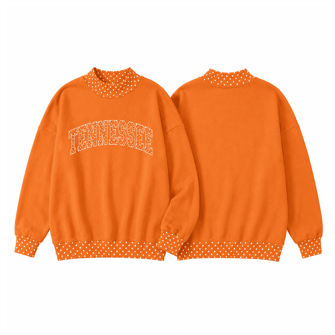 Orange Tennessee polka dot mock neck sweatshirt