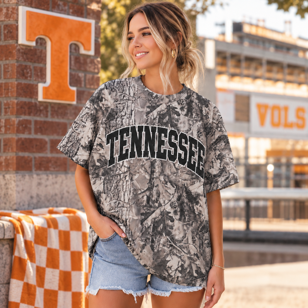 Tennessee Vintage Grey Camo Oversized Tee