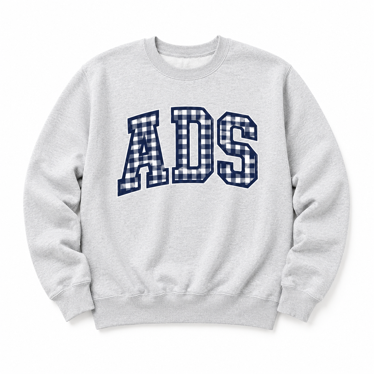 Youth ADS Navy Gingham Crewneck Sweatshirt