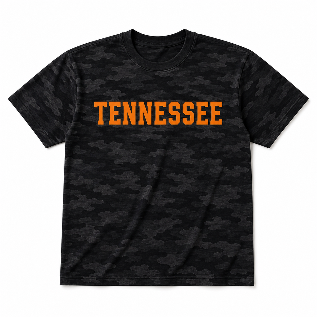Youth Tennessee Storm Camo Tee – Orange Collegiate Graphic